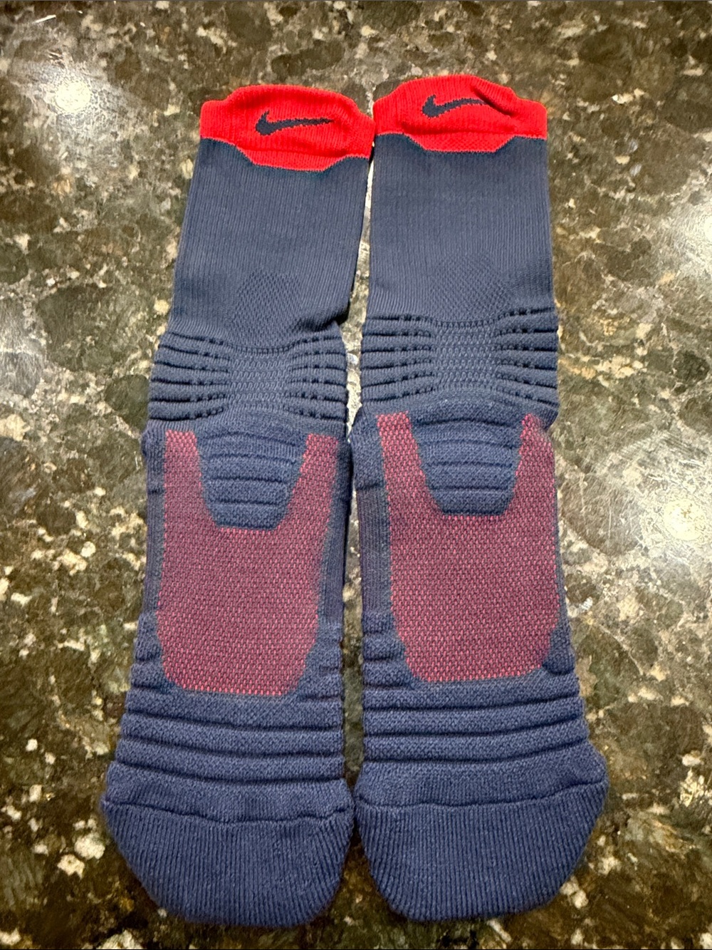 Nike Navy Crew Athletic Socks with Red Cuff
